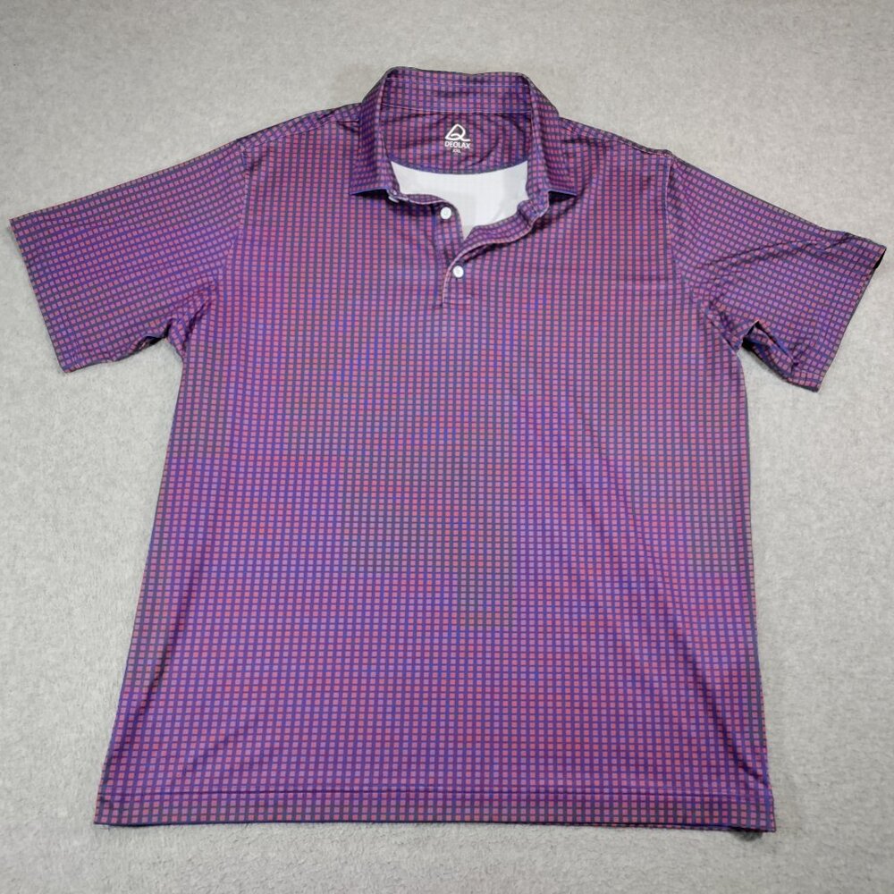 Deolax Polo Shirt Mens XXL Blue Orange Stretch Performance Golf Casual